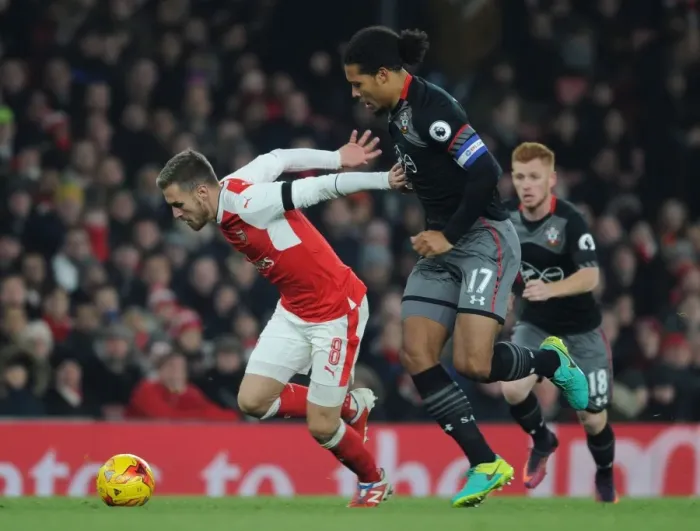 Framed Print : Ramsey vs. van Dijk: Battle at Emirates - Arsenal vs. Southampton EFL Cup Clash Framed Print : Ramsey vs. van Dijk: Battle at Emirates - Arsenal vs. Southampton EFL Cup Clash