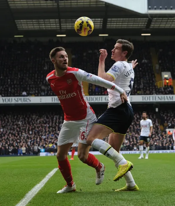 Framed Print : Ramsey vs Vertonghen: Intense Battle in the North London Derby - Tottenham vs Arsenal, Premier League 2014-15