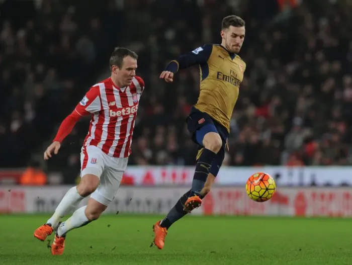 Framed Print : Ramsey vs. Whelan: A Footballing Battle at the Britannia Stadium, 2016 Framed Print : Ramsey vs. Whelan: A Footballing Battle at the Britannia Stadium, 2016