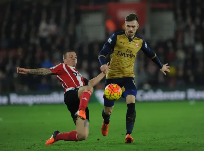 Framed Print : Ramsey's Powerful Surge: Southampton vs Arsenal, Premier League 2015-16