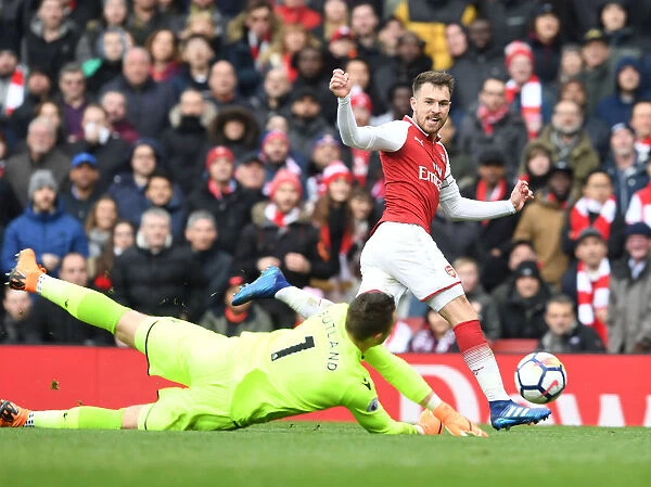 Ramsey's Shot Saved by Butland: Arsenal vs Stoke City, Premier League
