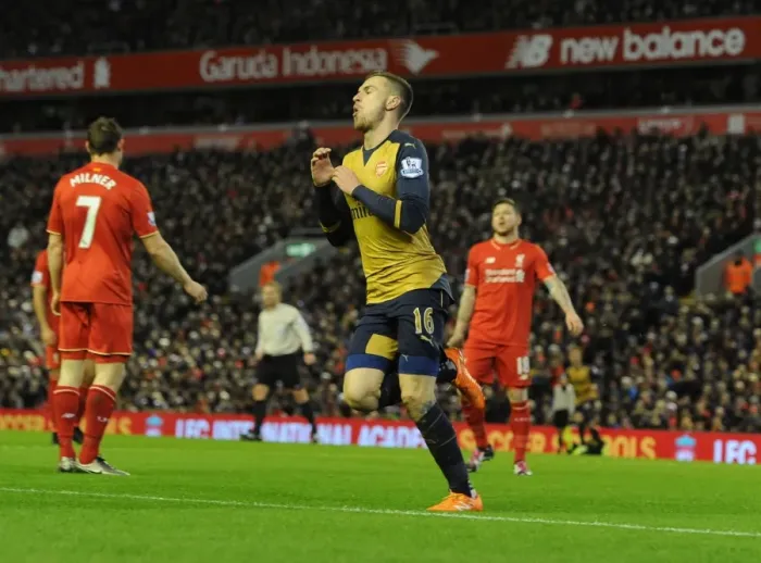 Framed Print : Ramsey's Stunner: Arsenal's Winning Goal at Anfield, Premier League 2015-16