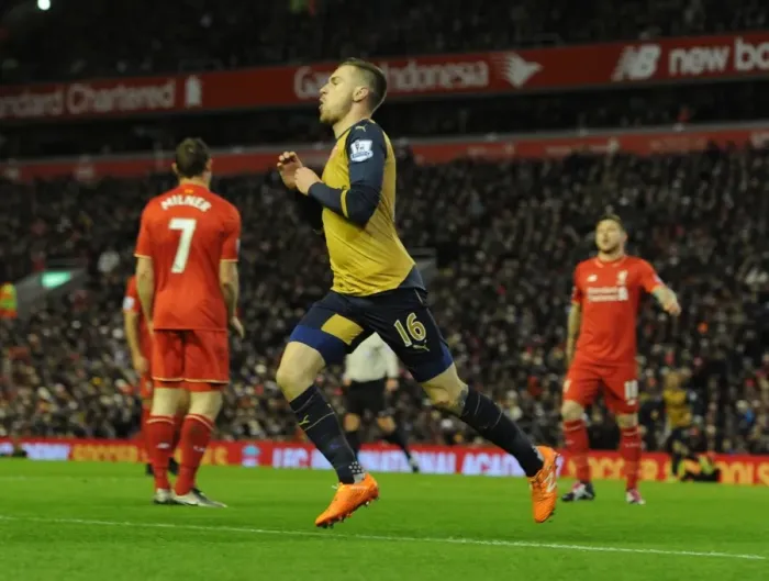 Framed Print : Ramsey's Stunner: Liverpool vs. Arsenal, Premier League 2015-16 - Aaron Ramsey Scores a Beauty at Anfield Framed Print : Ramsey's Stunner: Liverpool vs. Arsenal, Premier League 2015-16 - Aaron Ramsey Scores a Beauty at Anfield