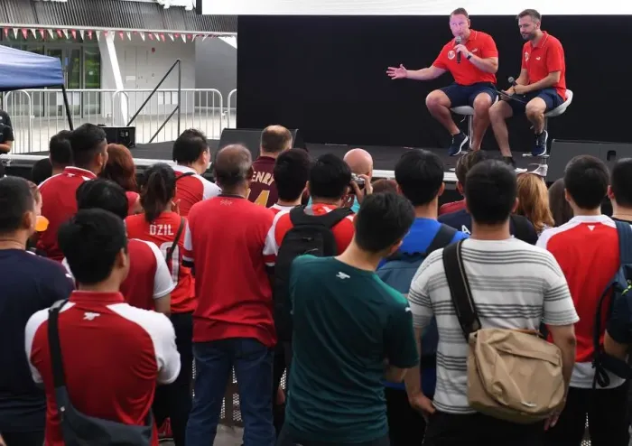 Framed Print : Ray Parlour Interviewed at Arsenal Fan Park Before Arsenal vs Atletico Madrid - International Champions Cup 2018, Singapore Framed Print : Ray Parlour Interviewed at Arsenal Fan Park Before Arsenal vs Atletico Madrid - International Champions Cup 2018, Singapore