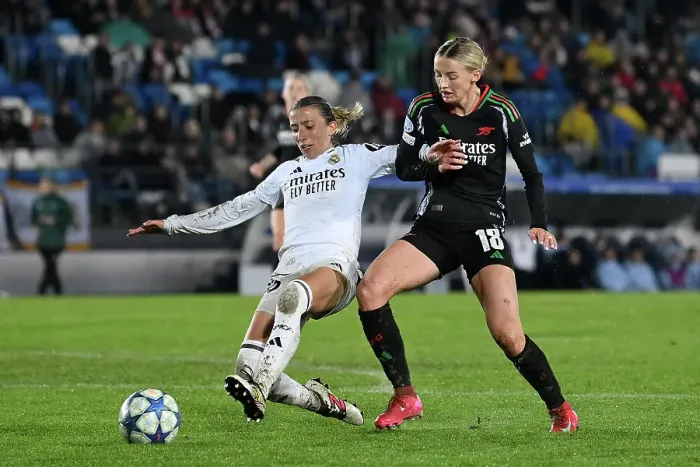 Framed Print : Real Madrid CF v Arsenal FC - UEFA Women's Champions League Quarter Finals First Leg Real Madrid CF v Arsenal FC - UEFA Women's Champions League Quarter Finals First Leg
