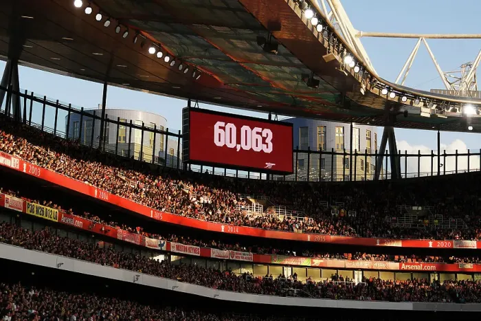 Framed Print : Record-Breaking Arsenal Women's Champions League Semifinal: 60, 063 Pack Emirates Stadium for Arsenal vs. VfL Wolfsburg