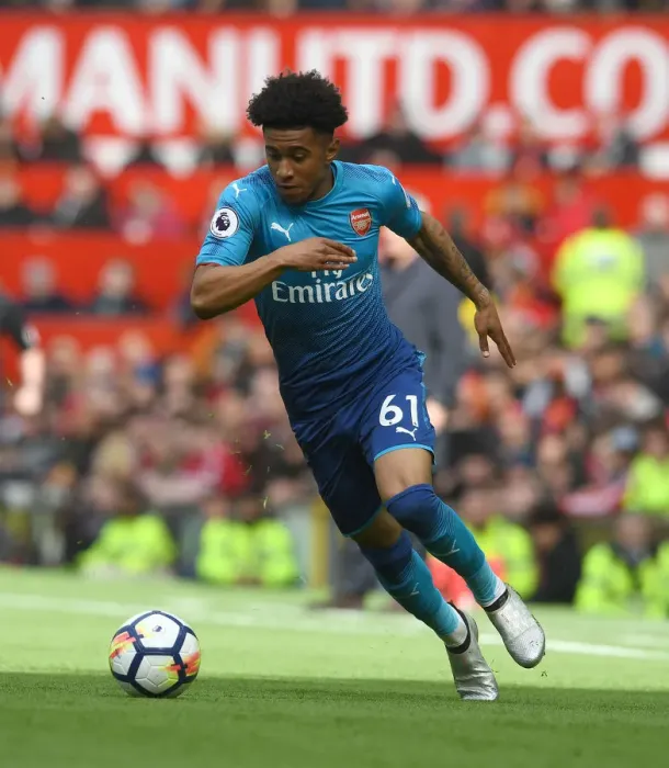 Framed Print : Reiss Nelson in Action: Manchester United vs. Arsenal, Premier League 2017-18
