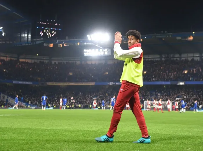 Framed Print : Reiss Nelson: Arsenal's Hope Amidst Chelsea's Dominance - Carabao Cup Semi-Final First Leg