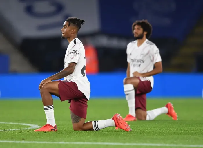 Framed Print : Reiss Nelson Kneels: Leicester City vs Arsenal in Carabao Cup Third Round Framed Print : Reiss Nelson Kneels: Leicester City vs Arsenal in Carabao Cup Third Round