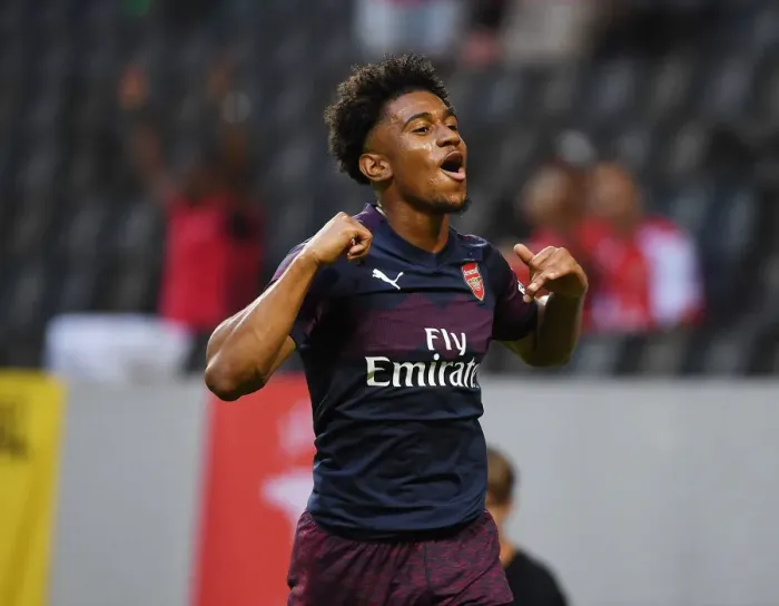 Framed Print : Reiss Nelson Scores for Arsenal against SS Lazio in Stockholm Pre-Season Friendly, 2018 Framed Print : Reiss Nelson Scores for Arsenal against SS Lazio in Stockholm Pre-Season Friendly, 2018
