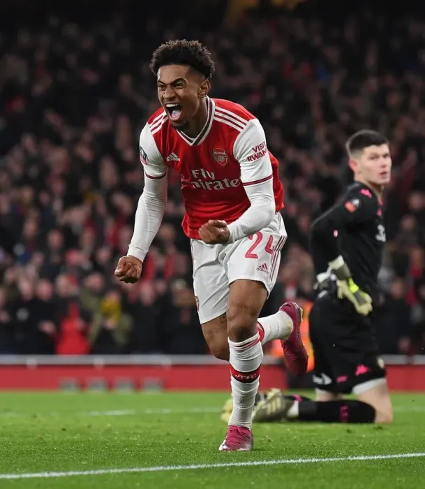 Framed Print : Reiss Nelson Scores the Thrilling Winner: Arsenal Advances in FA Cup against Leeds United