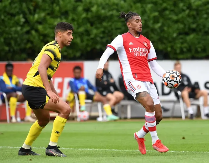 Framed Print : Reiss Nelson's Standout Performance: Arsenal vs. Watford Pre-Season Match, 2021-22