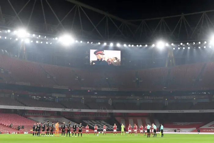Framed Print : Remembrance Day at Empty Emirates Stadium: Arsenal vs. Aston Villa, Premier League 2020-21 Framed Print : Remembrance Day at Empty Emirates Stadium: Arsenal vs. Aston Villa, Premier League 2020-21