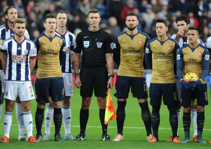 Framed Print : Respect for France: Arsenal and West Bromwich Albion Players Unite Before Premier League Match (November 2015) Framed Print : Respect for France: Arsenal and West Bromwich Albion Players Unite Before Premier League Match (November 2015)