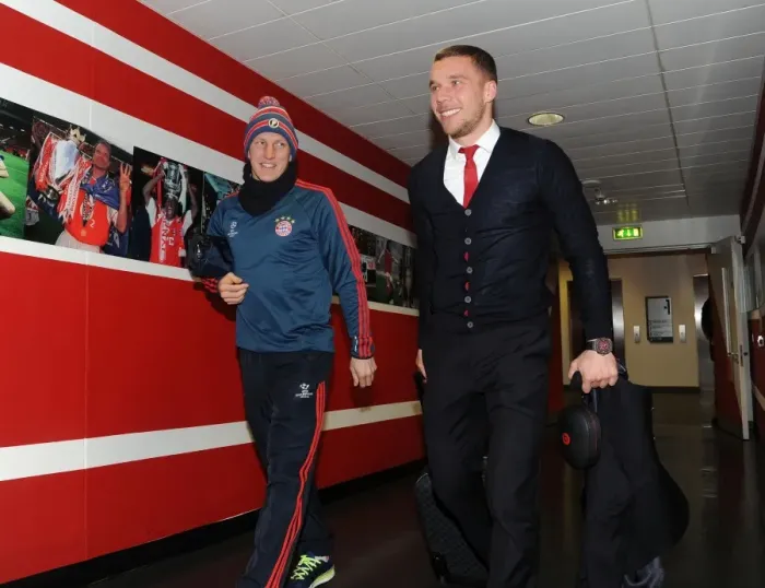 Framed Print : A Reunion on the Field: Podolski and Schweinsteiger Before the Arsenal-Bayern UEFA Champions League Clash, 2014 Framed Print : A Reunion on the Field: Podolski and Schweinsteiger Before the Arsenal-Bayern UEFA Champions League Clash, 2014