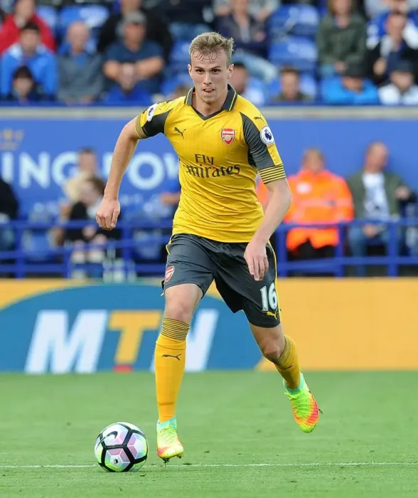 Framed Print : Rob Holding in Action: Arsenal vs. Leicester City Showdown, 2016-17