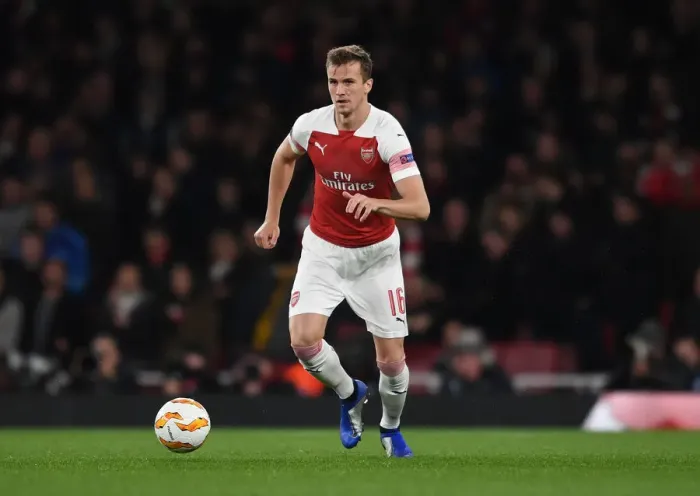 Framed Print : Rob Holding in Action: Arsenal vs. Sporting CP, UEFA Europa League 2018-19