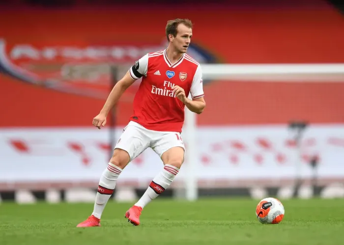 Framed Print : Rob Holding in Action: Arsenal vs. Norwich City (Premier League 2019-20)