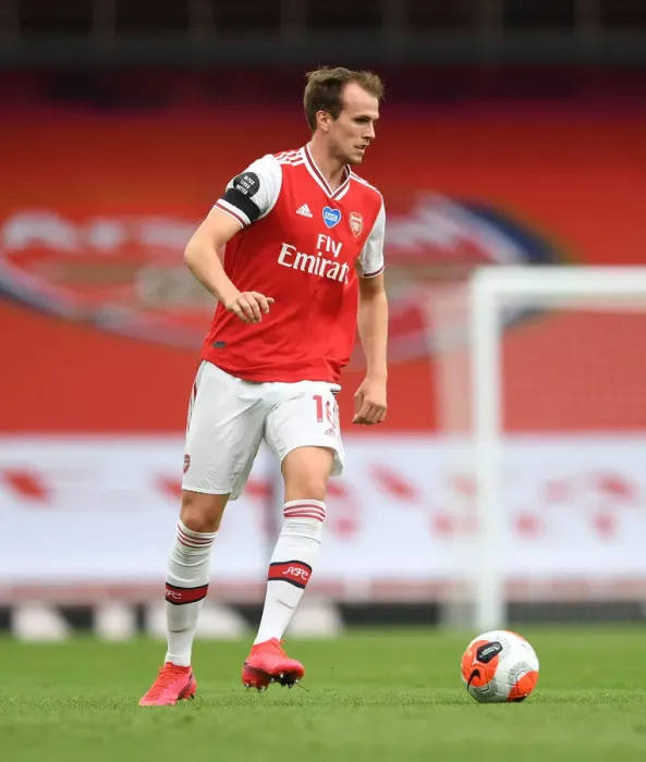 Framed Print : Rob Holding in Action: Arsenal vs. Norwich City (Premier League 2019-2020)