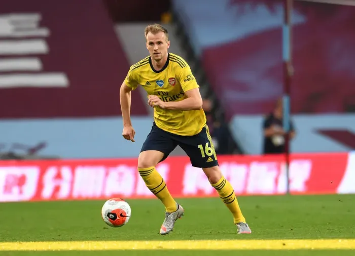 Framed Print : Rob Holding in Action: Arsenal vs. Aston Villa (Premier League 2019-2020)