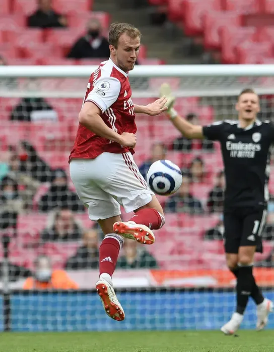 Framed Print : Rob Holding in Action: Arsenal vs. Brighton & Hove Albion (Premier League 2020-21)