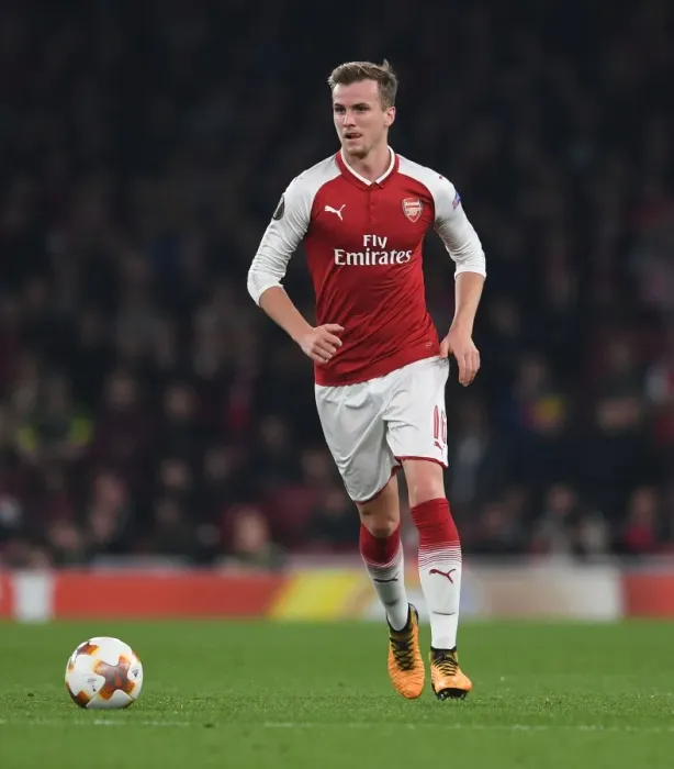 Framed Print : Rob Holding in Action: Arsenal vs Crvena Zvezda, Europa League 2017