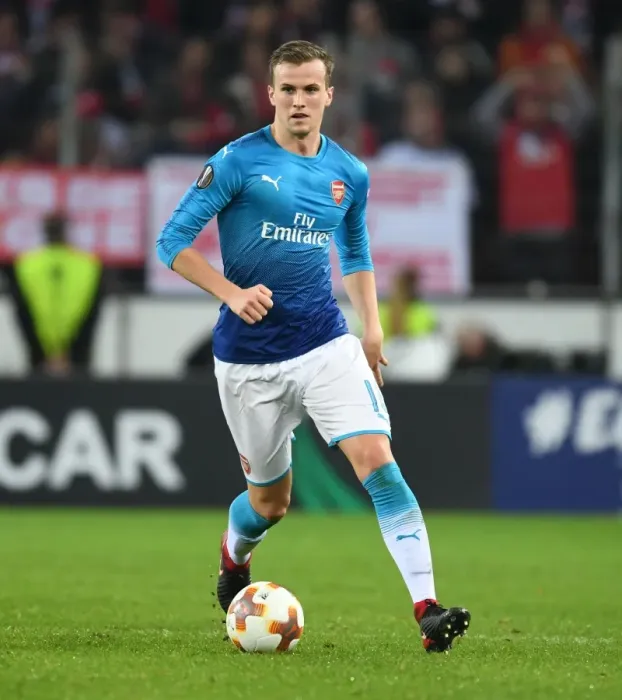 Framed Print : Rob Holding in Action: Arsenal's Defensive Showcase vs. 1. FC Koln, UEFA Europa League 2017-18