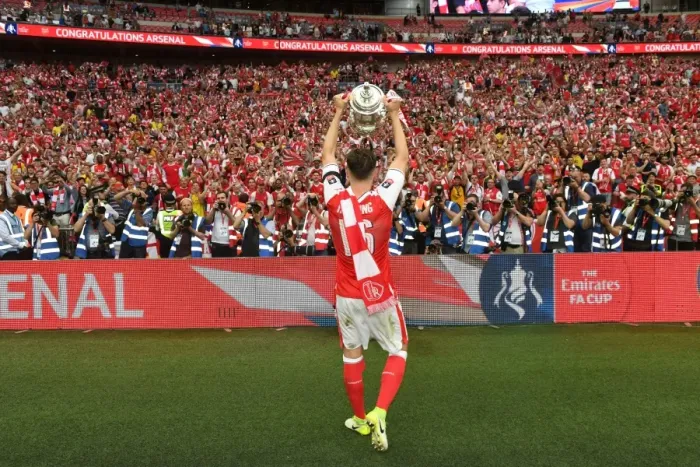 Framed Print : Rob Holding Amidst Jubilant Arsenal Fans: FA Cup Victory Celebration (vs. Chelsea, 2017)