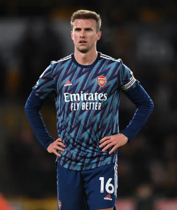 Framed Print : Rob Holding of Arsenal in Action against Wolverhampton Wanderers in the Premier League, 2021-22