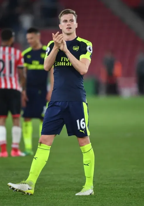 Framed Print : Rob Holding Celebrates with Arsenal Fans after Southampton Victory, 2016-17 Premier League Framed Print : Rob Holding Celebrates with Arsenal Fans after Southampton Victory, 2016-17 Premier League