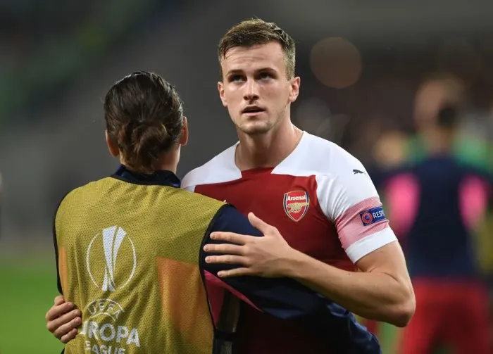 Framed Print : Rob Holding and Hector Bellerin: Arsenal's Defensive Duo Celebrate Victory Against Qarabag in Europa League Framed Print : Rob Holding and Hector Bellerin: Arsenal's Defensive Duo Celebrate Victory Against Qarabag in Europa League