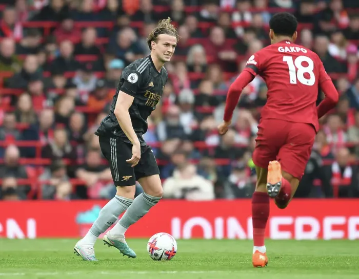 Framed Print : Rob Holding's Defiant Display: Arsenal Stands Strong Against Liverpool in the 2022-23 Premier League Battle