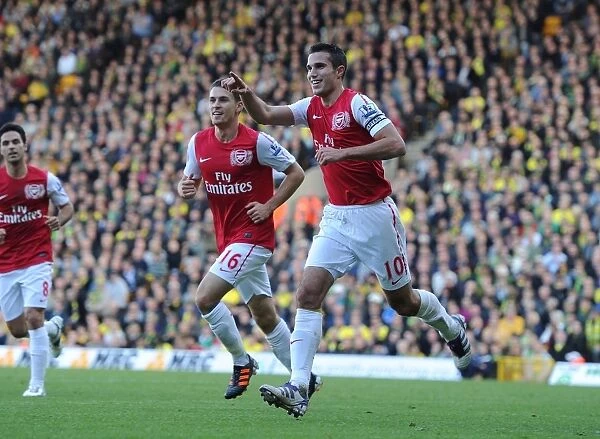 Robin van Persie and Aaron Ramsey Celebrate Arsenal's First Goal vs Norwich City (2011-12)