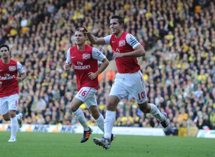 Framed Print : Robin van Persie and Aaron Ramsey Celebrate Arsenal's First Goal vs Norwich City (2011-12) Framed Print : Robin van Persie and Aaron Ramsey Celebrate Arsenal's First Goal vs Norwich City (2011-12)