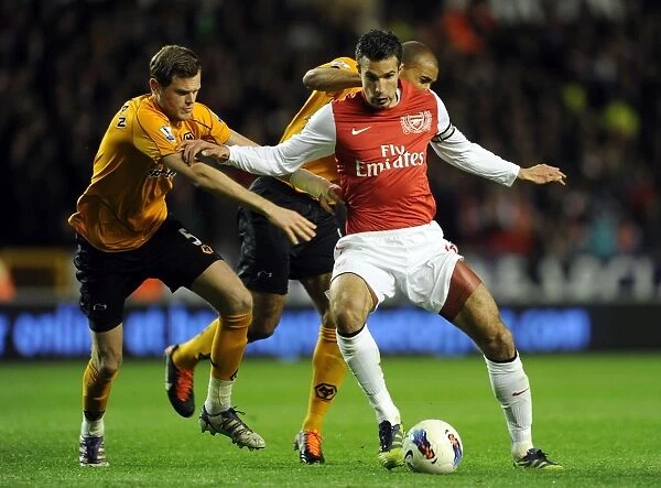 Robin van Persie Fends Off Stearman and Henry in Intense Wolverhampton-Arsenal Clash, Premier League 2011-12