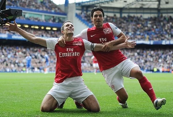 Robin van Persie and Mikel Arteta: Celebrating Arsenal's Five-Goal Blitz Against Chelsea (2011-12)