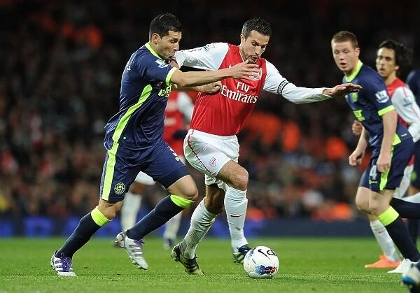 Robin van Persie Outmaneuvers Antolin Alcaraz in Arsenal's Victory over Wigan Athletic