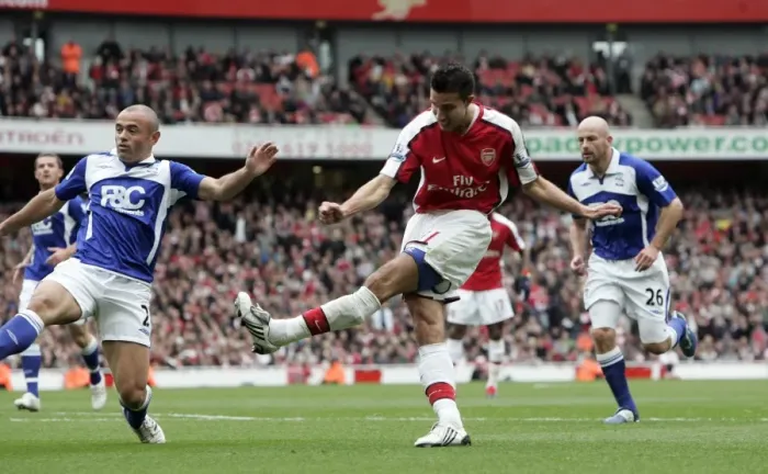 Framed Print : Robin van Persie Scores First Goal: Arsenal's 3-1 Victory over Birmingham City in the Premier League Framed Print : Robin van Persie Scores First Goal: Arsenal's 3-1 Victory over Birmingham City in the Premier League