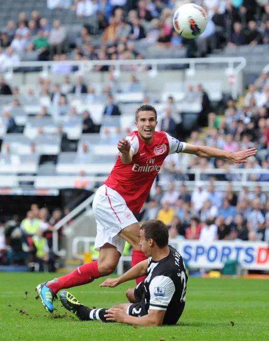 Framed Print : Robin van Persie Scores Past Ryan Taylor: Newcastle United vs. Arsenal, Premier League 2011-12