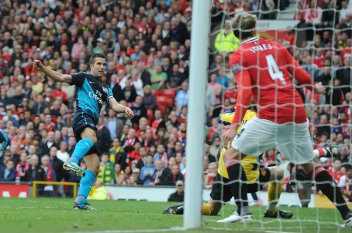 Framed Print : Robin van Persie Strikes Again: Manchester United vs. Arsenal, 2011-12 Premier League