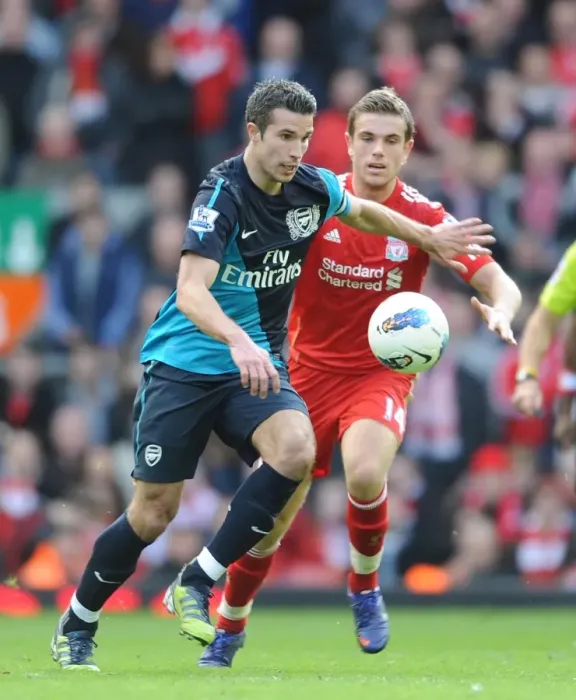 Framed Print : Robin van Persie Surges Past Jordan Henderson: Liverpool vs Arsenal, Premier League 2011-12 Framed Print : Robin van Persie Surges Past Jordan Henderson: Liverpool vs Arsenal, Premier League 2011-12