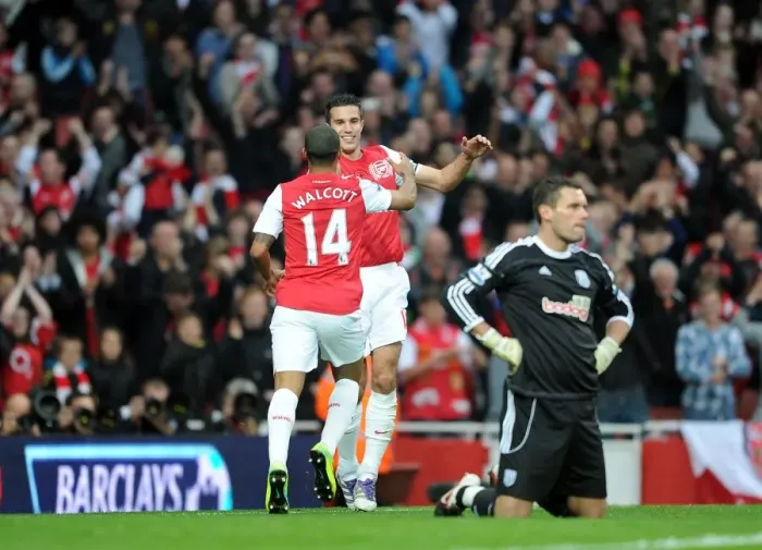 Framed Print : Robin van Persie and Theo Walcott: Celebrating Arsenal's First Goal in a 3:0 Win Over West Bromwich Albion Framed Print : Robin van Persie and Theo Walcott: Celebrating Arsenal's First Goal in a 3:0 Win Over West Bromwich Albion