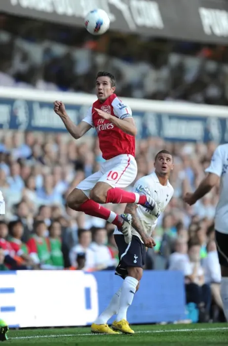 Framed Print : Robin van Persie vs. Kyle Walker: A Rivalry Ignites - Arsenal's 2:1 Loss at White Hart Lane, Premier League 2011-12