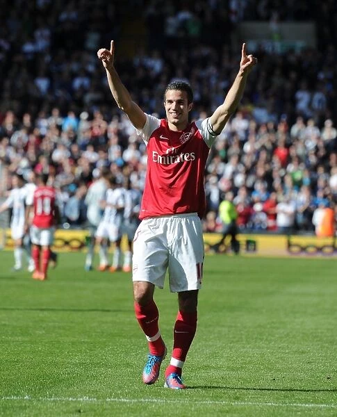Robin van Persie's Euphoric Celebration: Arsenal's Thrilling Win at West Bromwich Albion (2011-12)