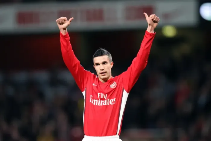 Framed Print : Robin van Persie's Euphoric Moment: Arsenal's Unforgettable 4th Goal vs. Cardiff City in FA Cup