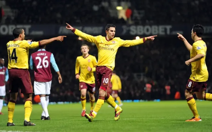 Framed Print : Robin van Persie's First Goal: Theo Walcott and Samir Nasri Join the Celebration as Arsenal Thrash West Ham 3-0 Framed Print : Robin van Persie's First Goal: Theo Walcott and Samir Nasri Join the Celebration as Arsenal Thrash West Ham 3-0