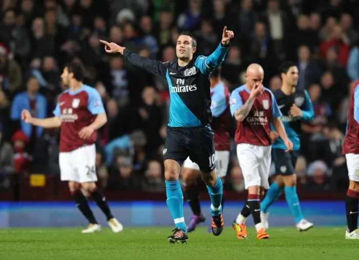 Framed Print : Robin van Persie's Goal: Aston Villa vs. Arsenal, Premier League 2011-12