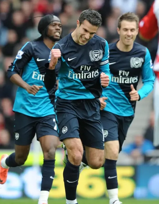 Framed Print : Robin van Persie's Goal Celebration: Arsenal's Victory Over Stoke City (2011-12) Framed Print : Robin van Persie's Goal Celebration: Arsenal's Victory Over Stoke City (2011-12)