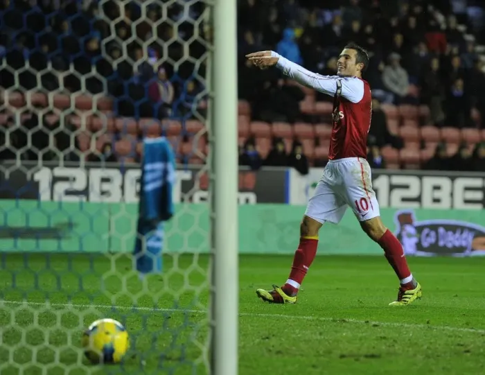 Framed Print : Robin van Persie's Hat-Trick: Wigan Athletic vs. Arsenal, Premier League 2011-12