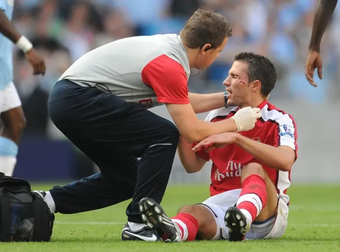Framed Print : Robin van Persie's Injury: Adebayor's Kick Marrs Arsenal's Victory, Manchester City vs. Arsenal, 2009 Framed Print : Robin van Persie's Injury: Adebayor's Kick Marrs Arsenal's Victory, Manchester City vs. Arsenal, 2009